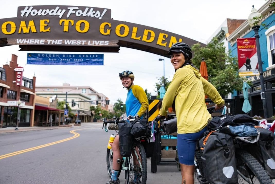 Carlee and Torin in Golden setting out on their tour.